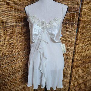 Linda Donatella Gown & Panty Set SZ L White Ivory NWT Sexy Beaded Embroidered